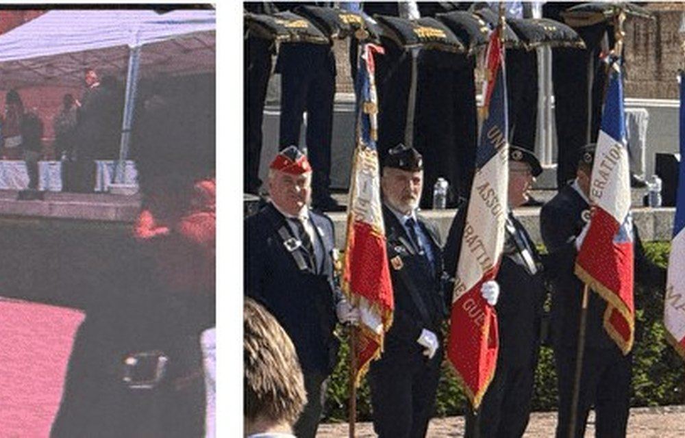 Porte-drapeaux rassemblés lors d'une cérémonie du souvenir